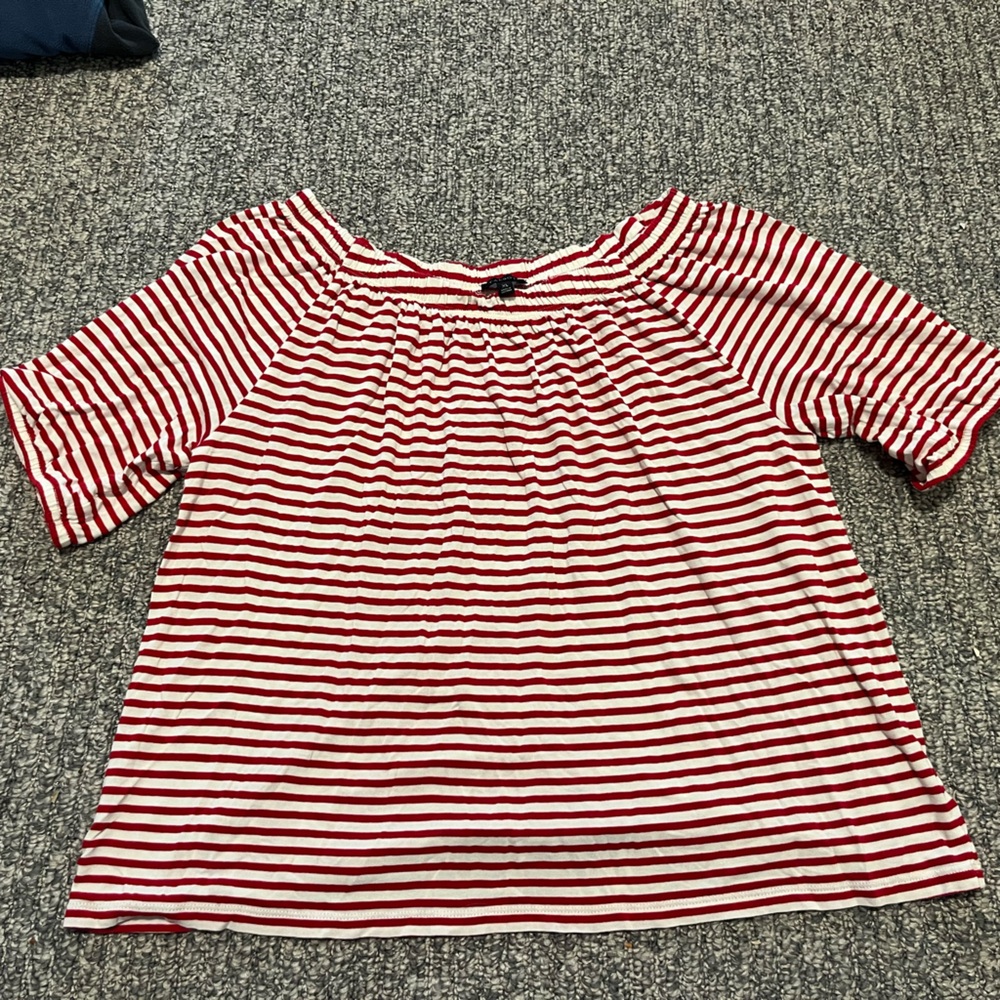 Talbots Red and White Striped Blouse
